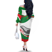 Germany Heligoland Family Matching Off The Shoulder Long Sleeve Dress and Hawaiian Shirt with Seal Graphic and Red Green Wave Nature - Wonder Print Shop