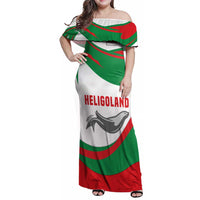 Germany Heligoland Family Matching Off Shoulder Maxi Dress and Hawaiian Shirt with Seal Graphic and Red Green Wave Nature - Wonder Print Shop