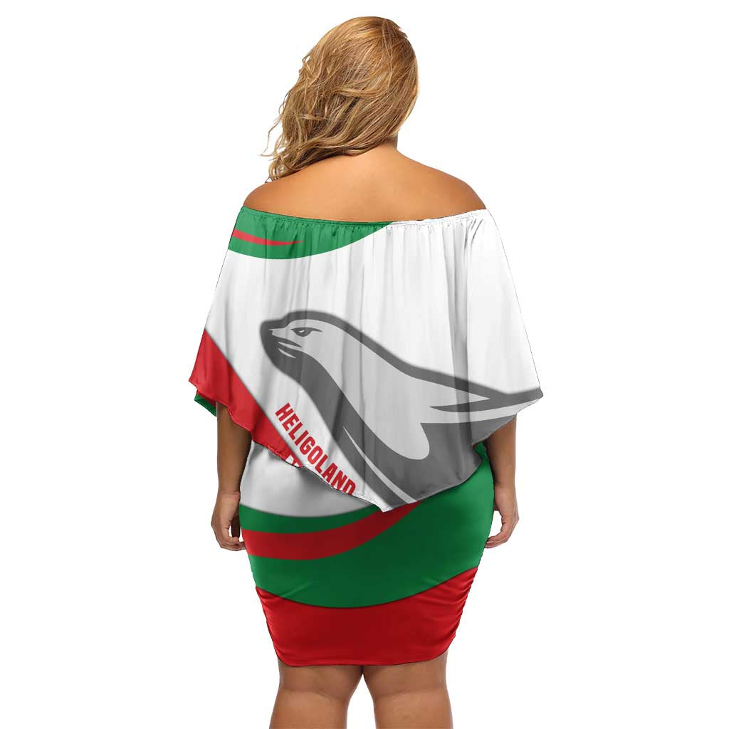 Germany Heligoland Family Matching Off Shoulder Short Dress and Hawaiian Shirt with Seal Graphic and Red Green Wave Nature - Wonder Print Shop