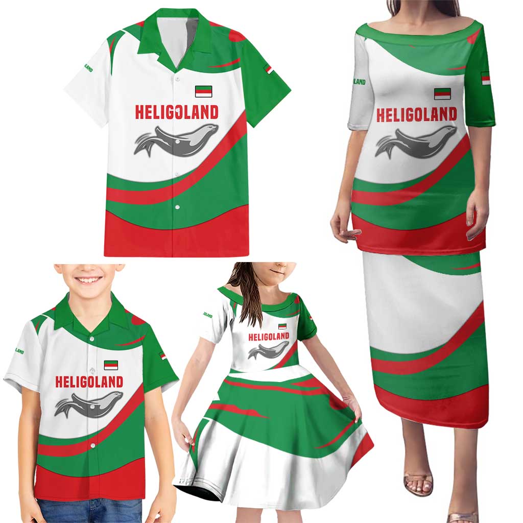 Germany Heligoland Family Matching Puletasi and Hawaiian Shirt with Seal Graphic and Red Green Wave Nature - Wonder Print Shop