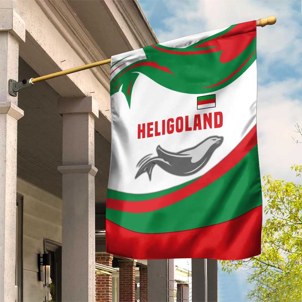 Germany Heligoland Garden Flag with Seal Graphic and Red Green Wave Nature - Wonder Print Shop