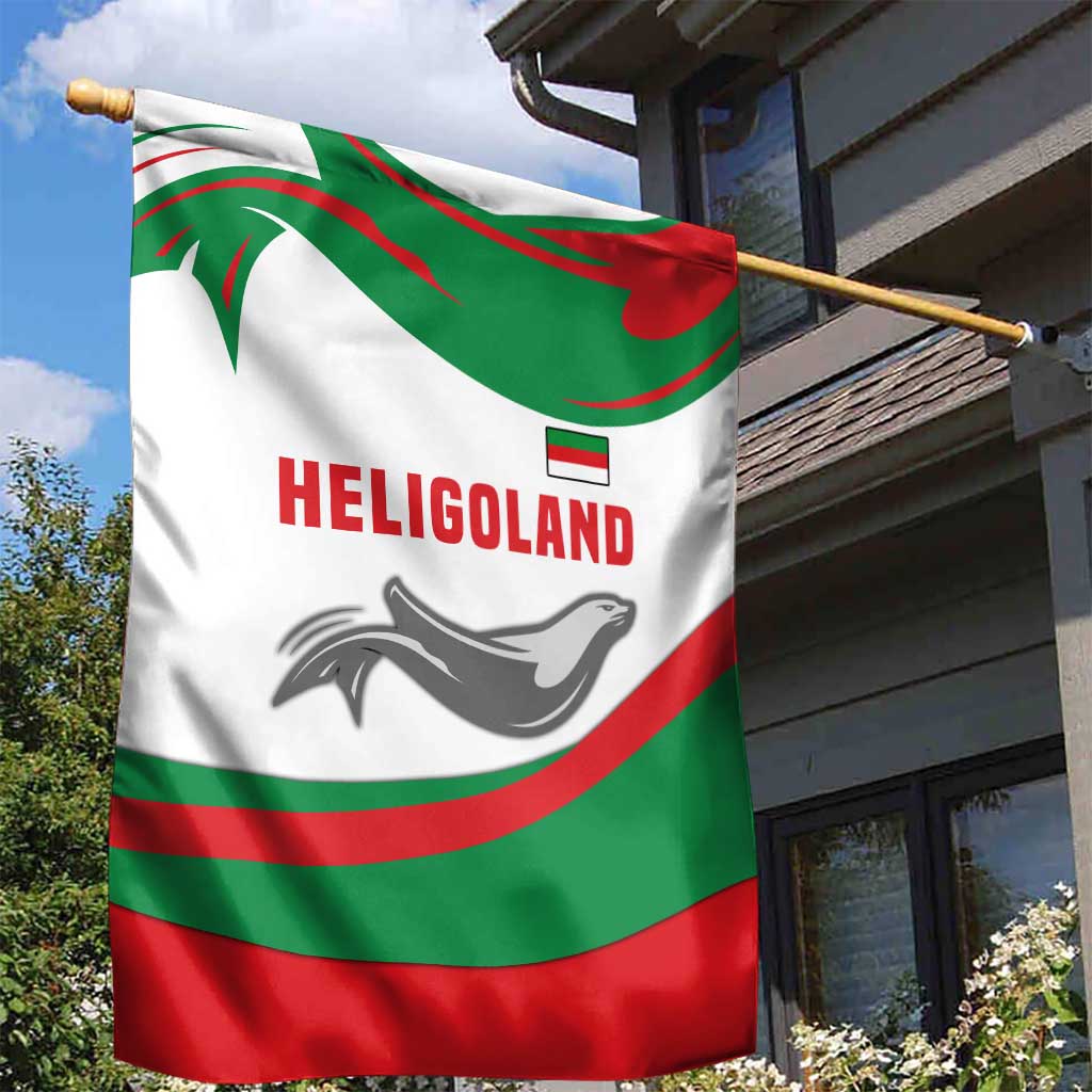 Germany Heligoland Garden Flag with Seal Graphic and Red Green Wave Nature - Wonder Print Shop