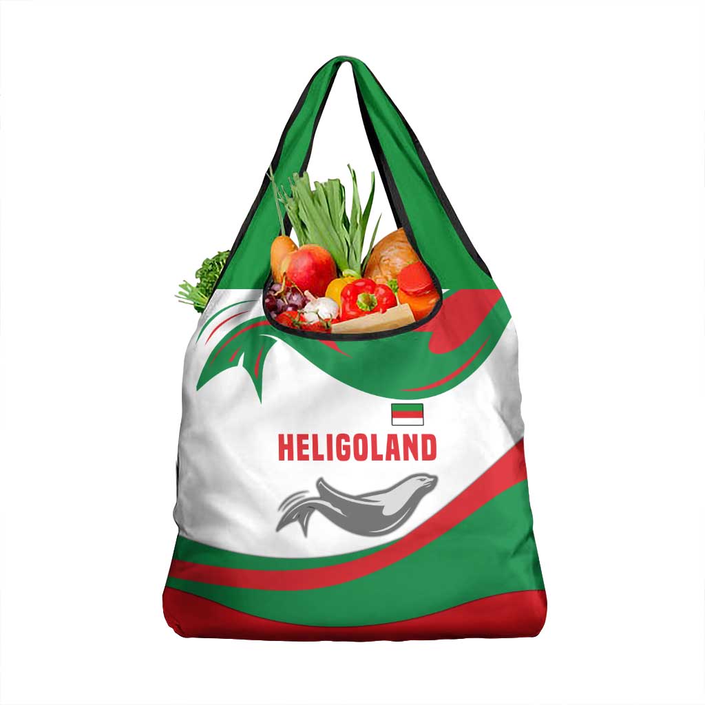 Germany Heligoland Grocery Bag with Seal Graphic and Red Green Wave Nature - Wonder Print Shop