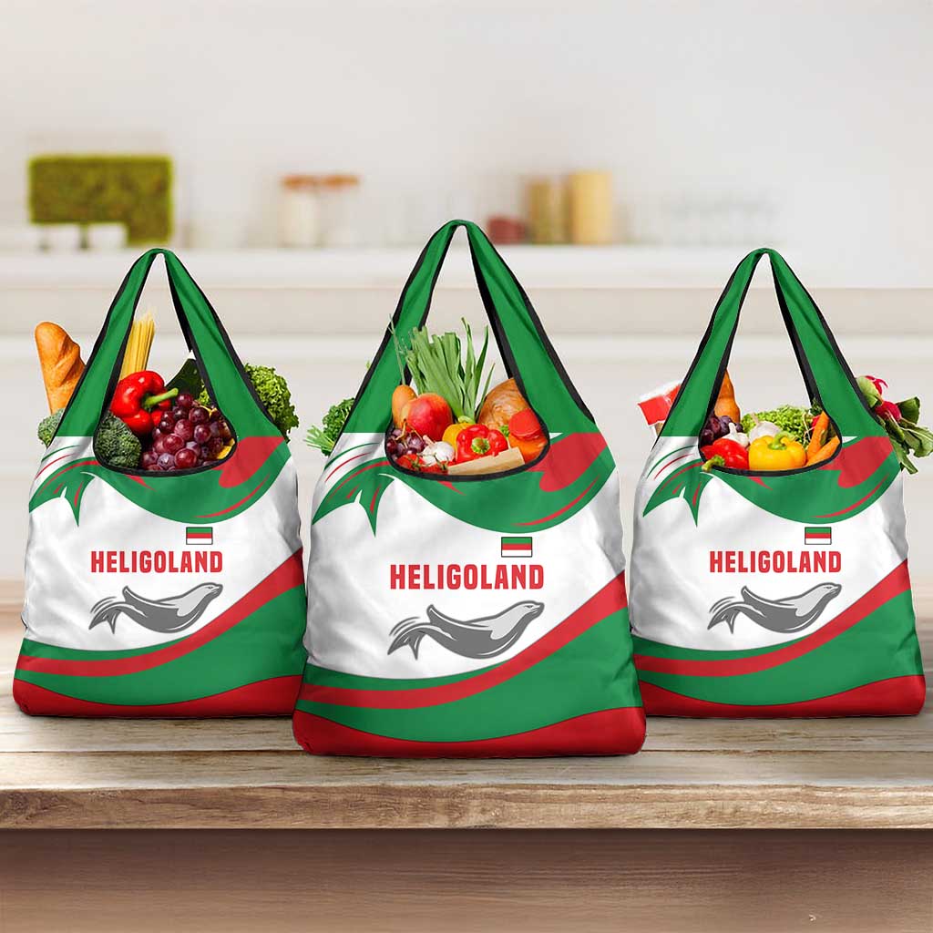 Germany Heligoland Grocery Bag with Seal Graphic and Red Green Wave Nature - Wonder Print Shop