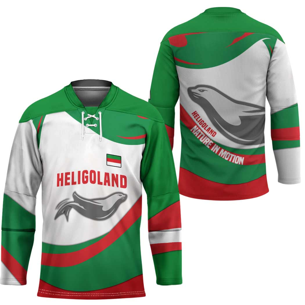 Germany Heligoland Hockey Jersey with Seal Graphic and Red Green Wave Nature - Wonder Print Shop