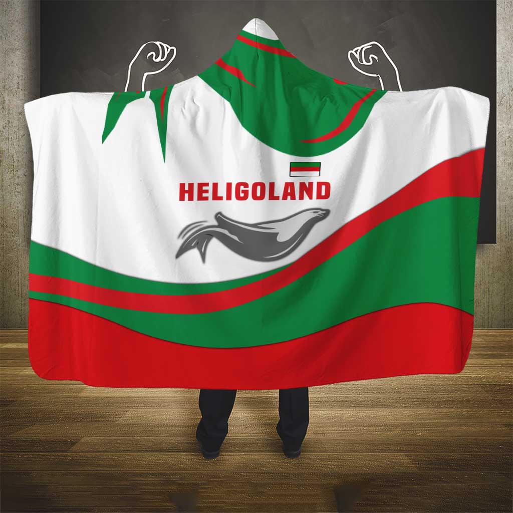 Germany Heligoland Hooded Blanket with Seal Graphic and Red Green Wave Nature - Wonder Print Shop