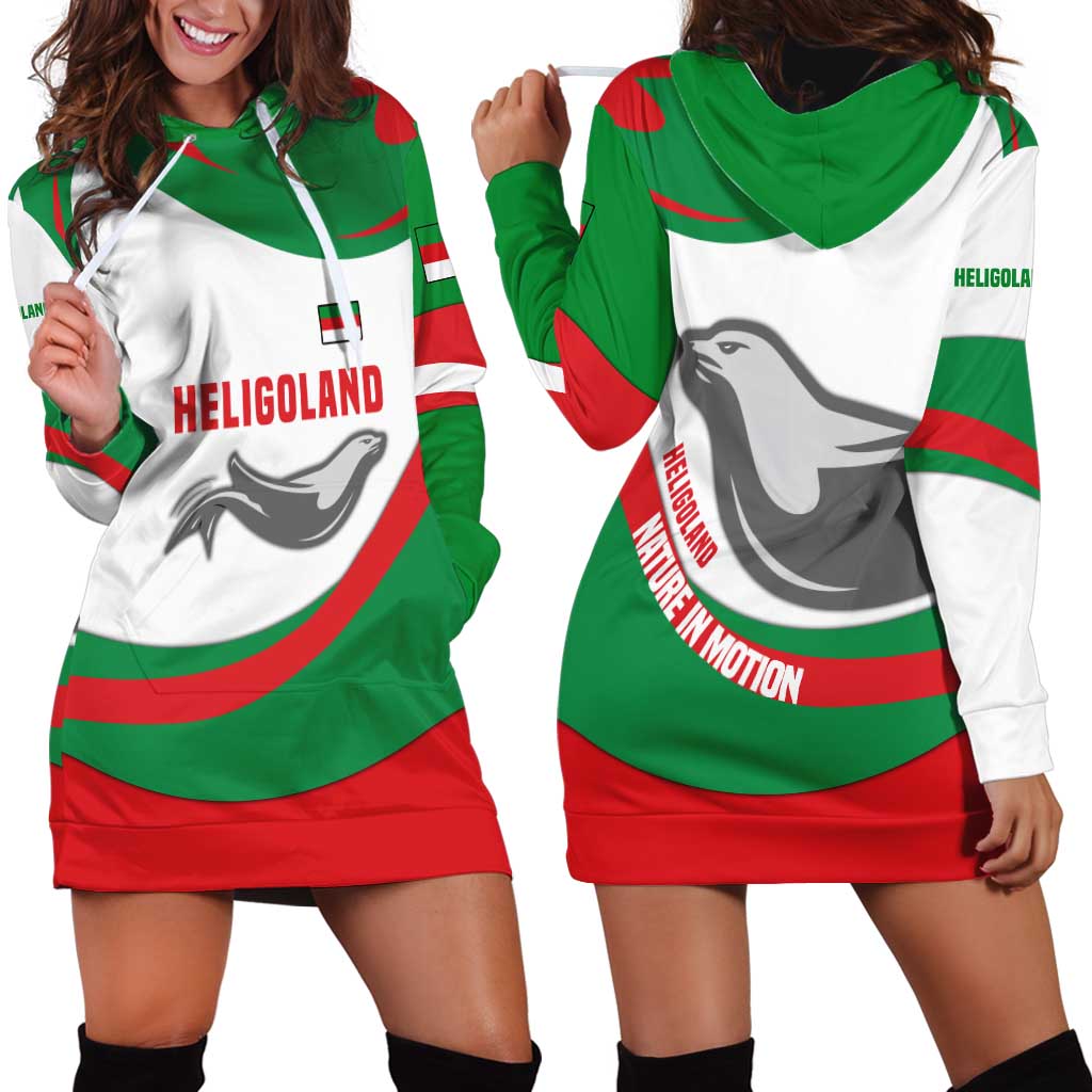 Germany Heligoland Hoodie Dress with Seal Graphic and Red Green Wave Nature - Wonder Print Shop