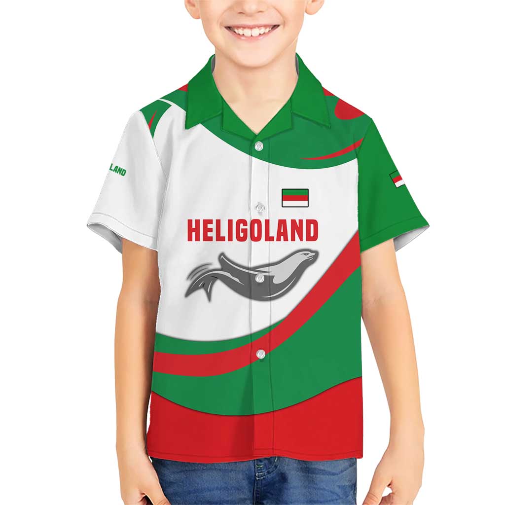 Germany Heligoland Kid Hawaiian Shirt with Seal Graphic and Red Green Wave Nature - Wonder Print Shop