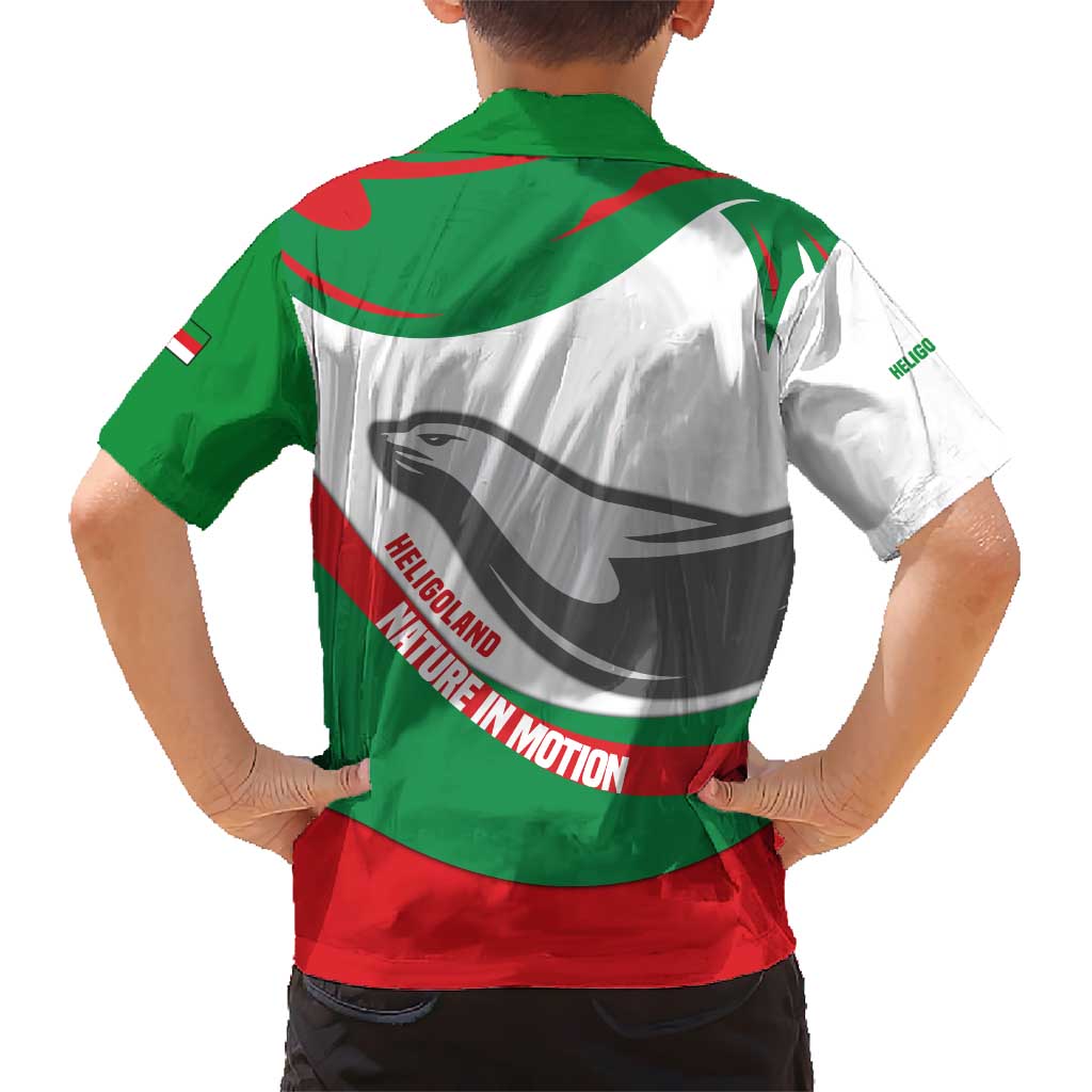 Germany Heligoland Kid Hawaiian Shirt with Seal Graphic and Red Green Wave Nature - Wonder Print Shop