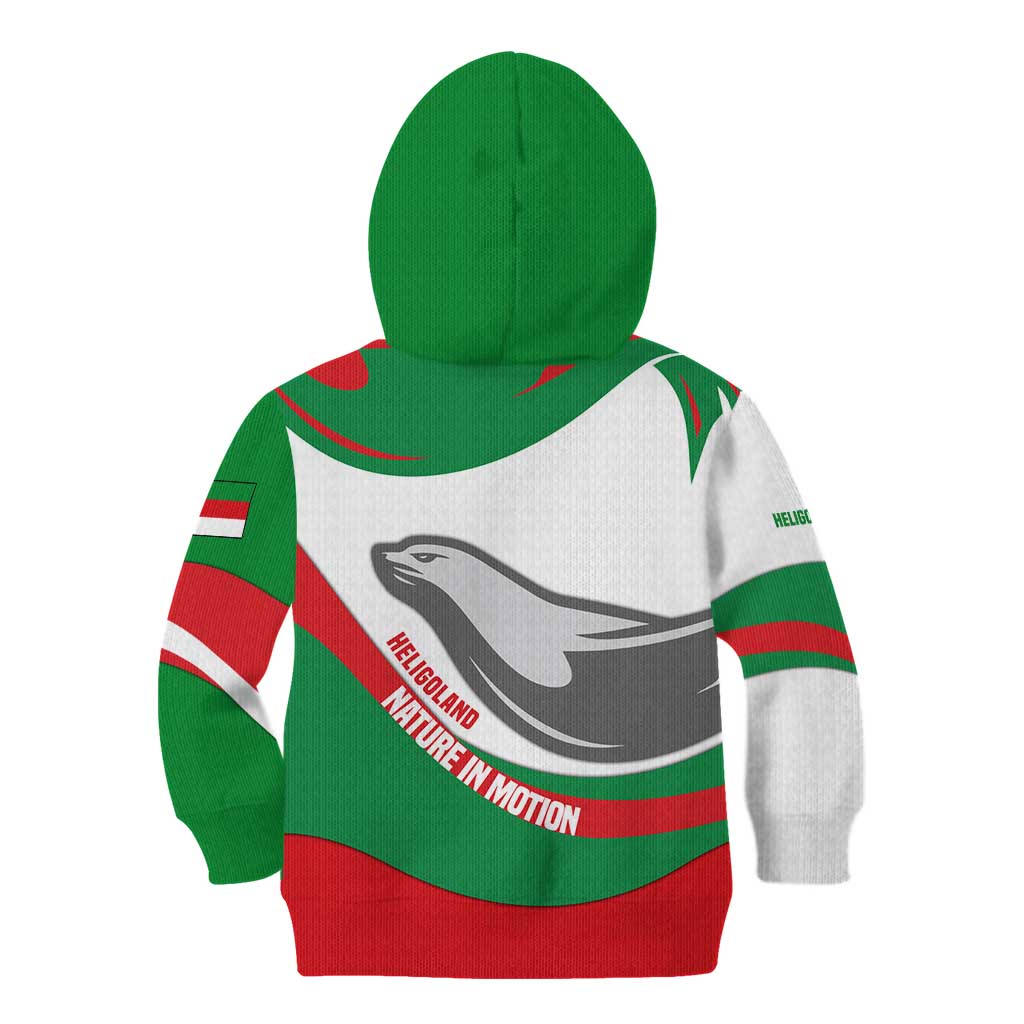 Germany Heligoland Kid Hoodie with Seal Graphic and Red Green Wave Nature - Wonder Print Shop