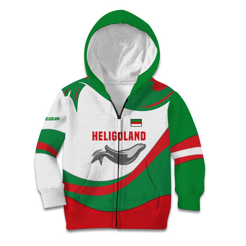 Germany Heligoland Kid Hoodie with Seal Graphic and Red Green Wave Nature - Wonder Print Shop