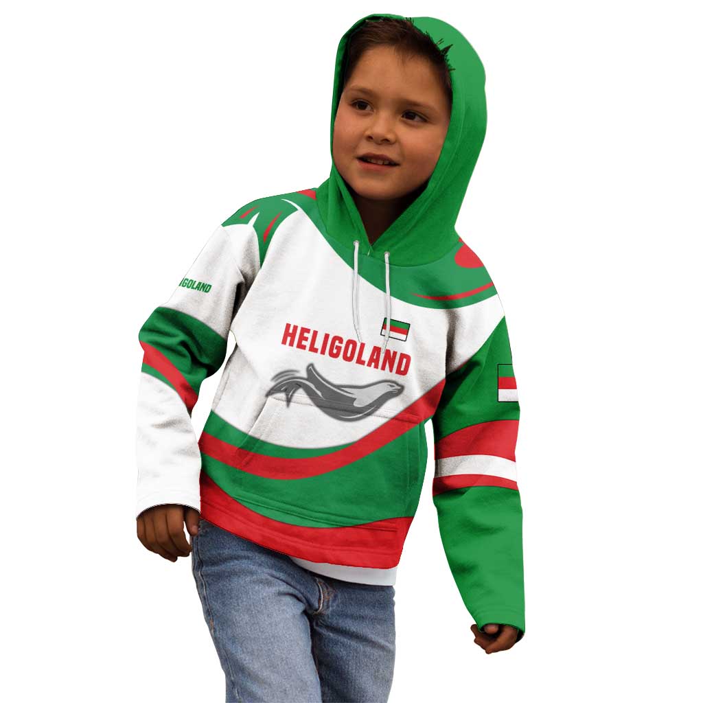 Germany Heligoland Kid Hoodie with Seal Graphic and Red Green Wave Nature - Wonder Print Shop