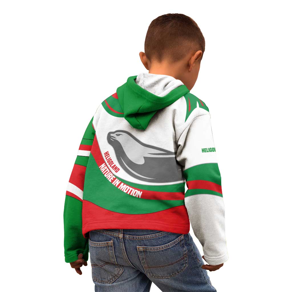 Germany Heligoland Kid Hoodie with Seal Graphic and Red Green Wave Nature - Wonder Print Shop