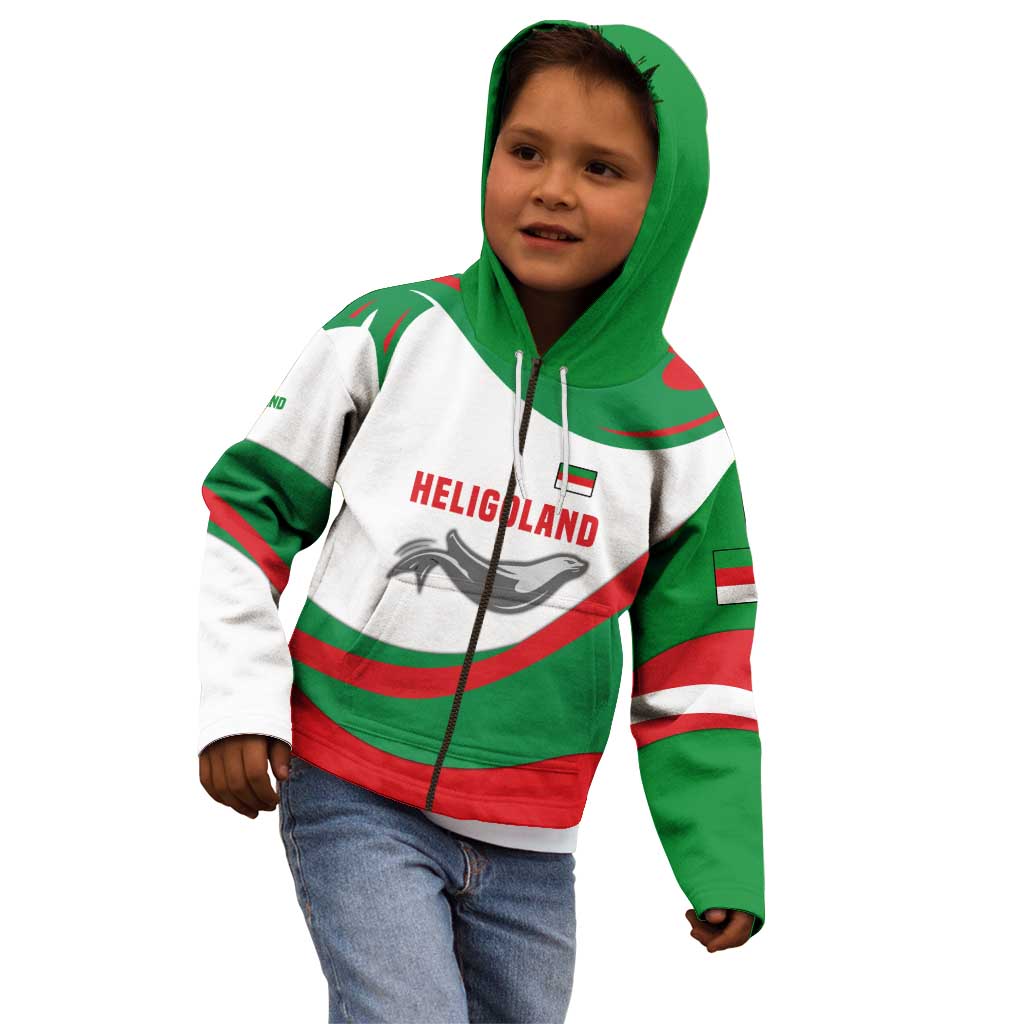 Germany Heligoland Kid Hoodie with Seal Graphic and Red Green Wave Nature - Wonder Print Shop