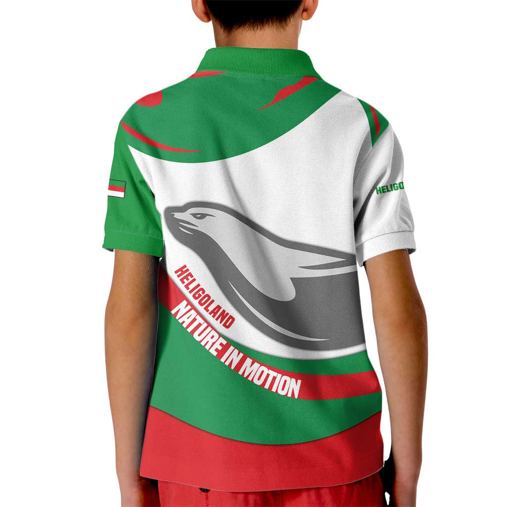 Germany Heligoland Kid Polo Shirt with Seal Graphic and Red Green Wave Nature - Wonder Print Shop