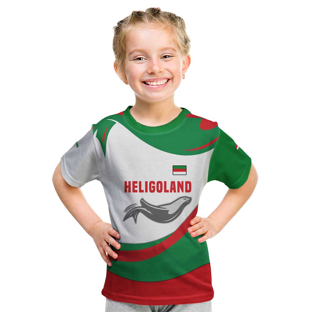 Germany Heligoland Kid T Shirt with Seal Graphic and Red Green Wave Nature - Wonder Print Shop