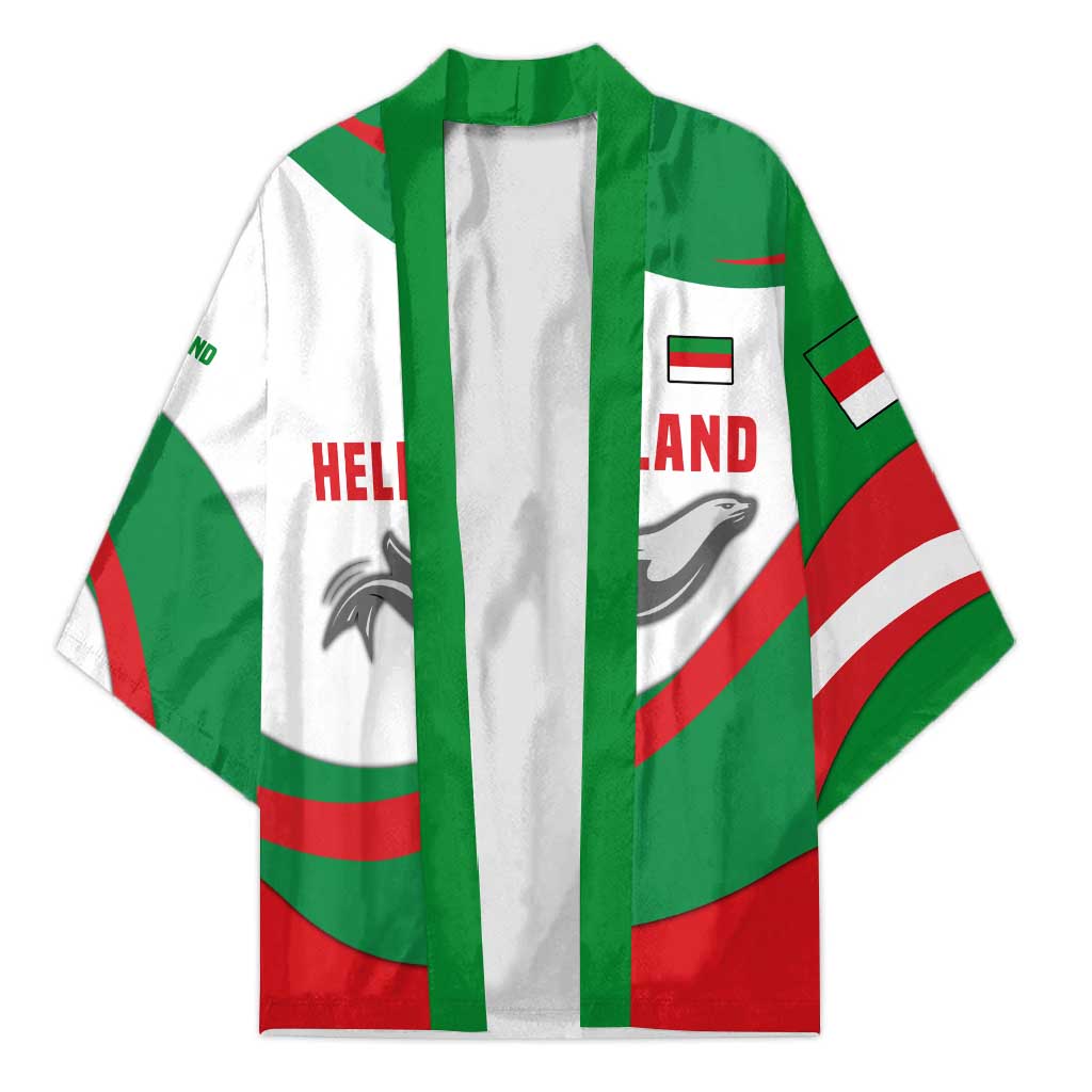 Germany Heligoland Kimono with Seal Graphic and Red Green Wave Nature - Wonder Print Shop