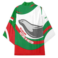 Germany Heligoland Kimono with Seal Graphic and Red Green Wave Nature - Wonder Print Shop