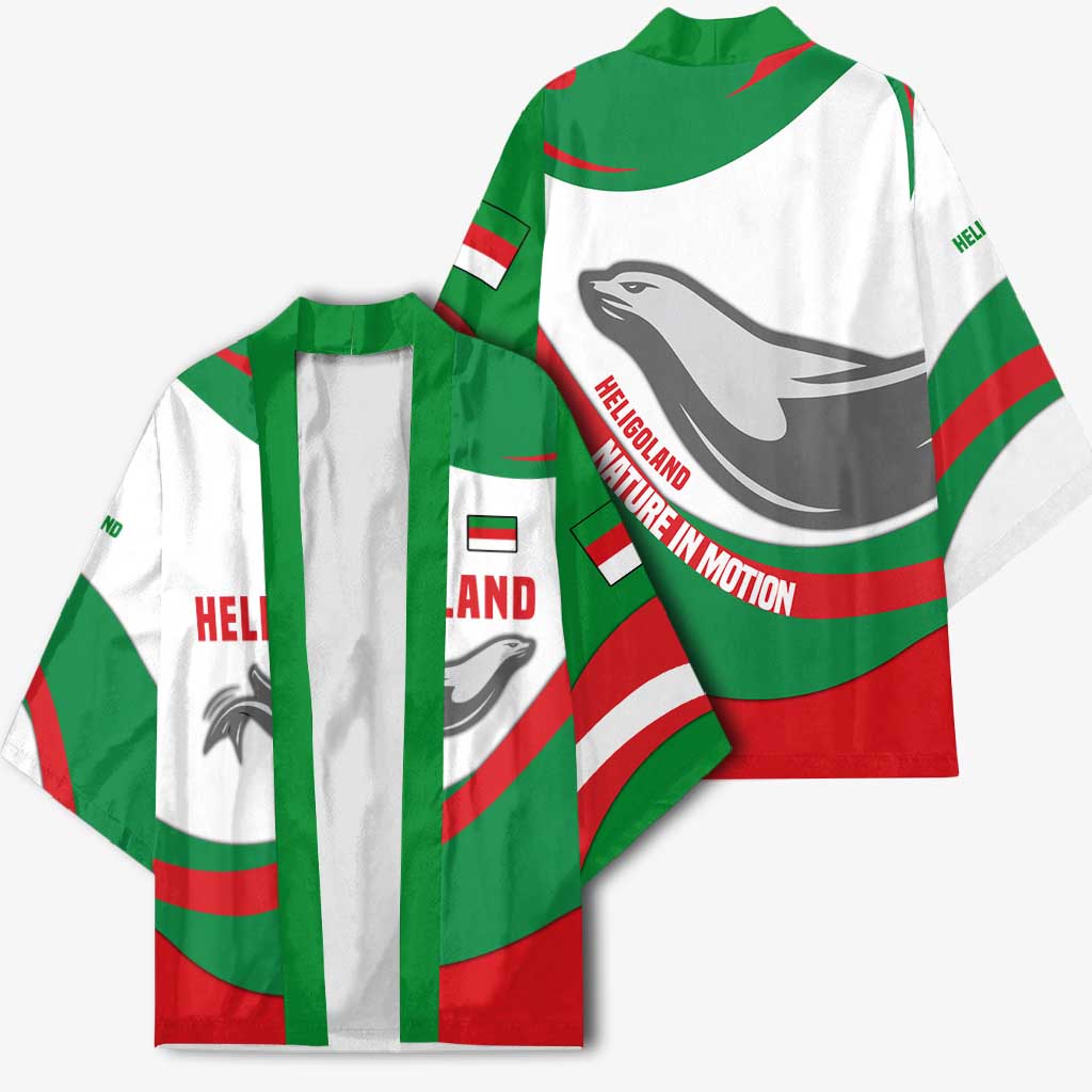 Germany Heligoland Kimono with Seal Graphic and Red Green Wave Nature - Wonder Print Shop