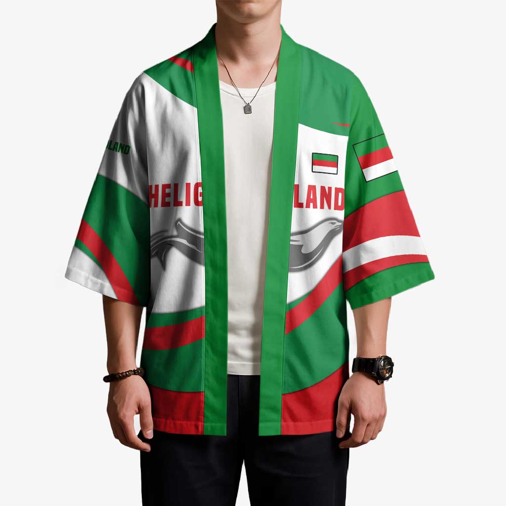 Germany Heligoland Kimono with Seal Graphic and Red Green Wave Nature - Wonder Print Shop
