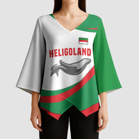 Germany Heligoland Kimono Sleeve Blouse with Seal Graphic and Red Green Wave Nature - Wonder Print Shop