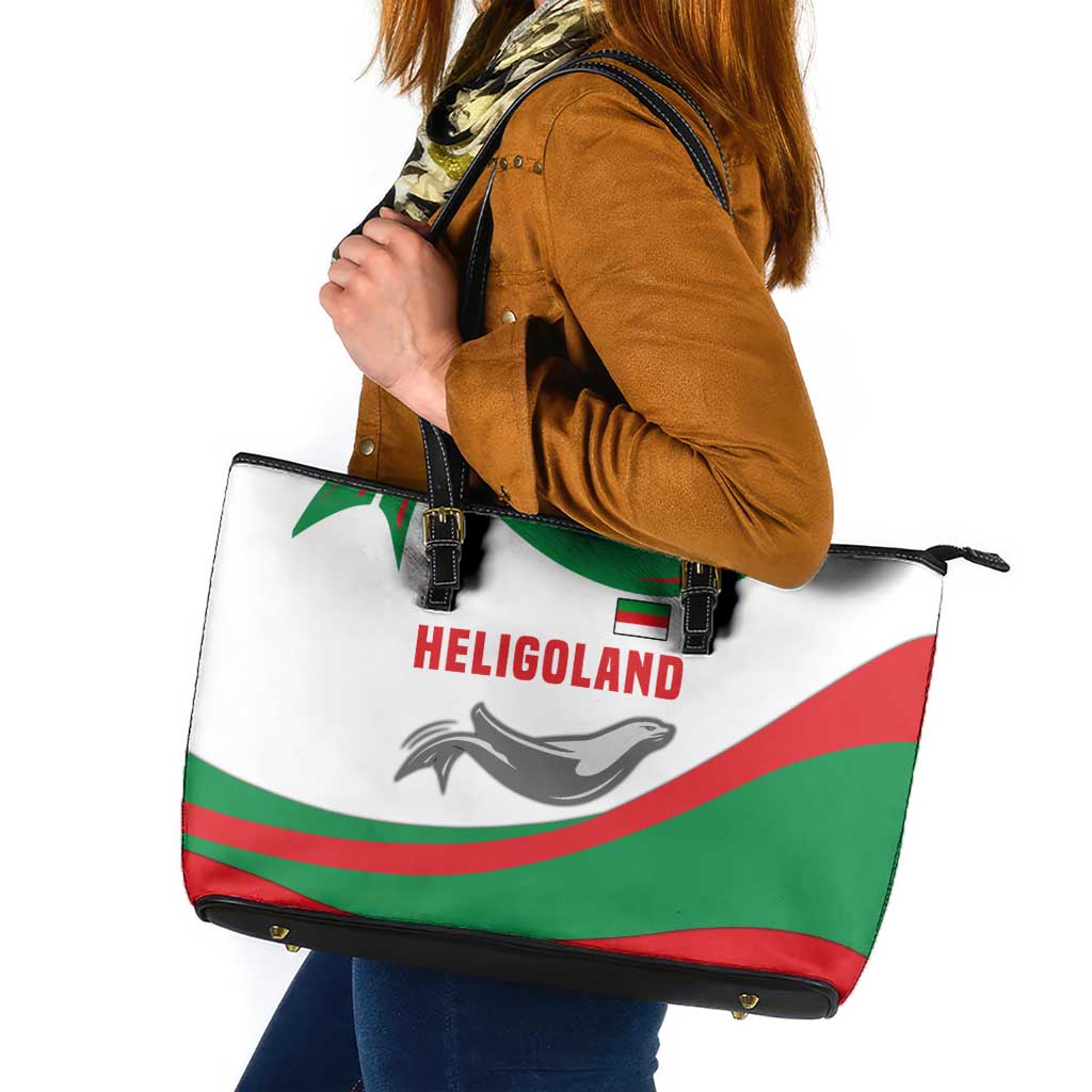 Germany Heligoland Leather Tote Bag with Seal Graphic and Red Green Wave Nature - Wonder Print Shop
