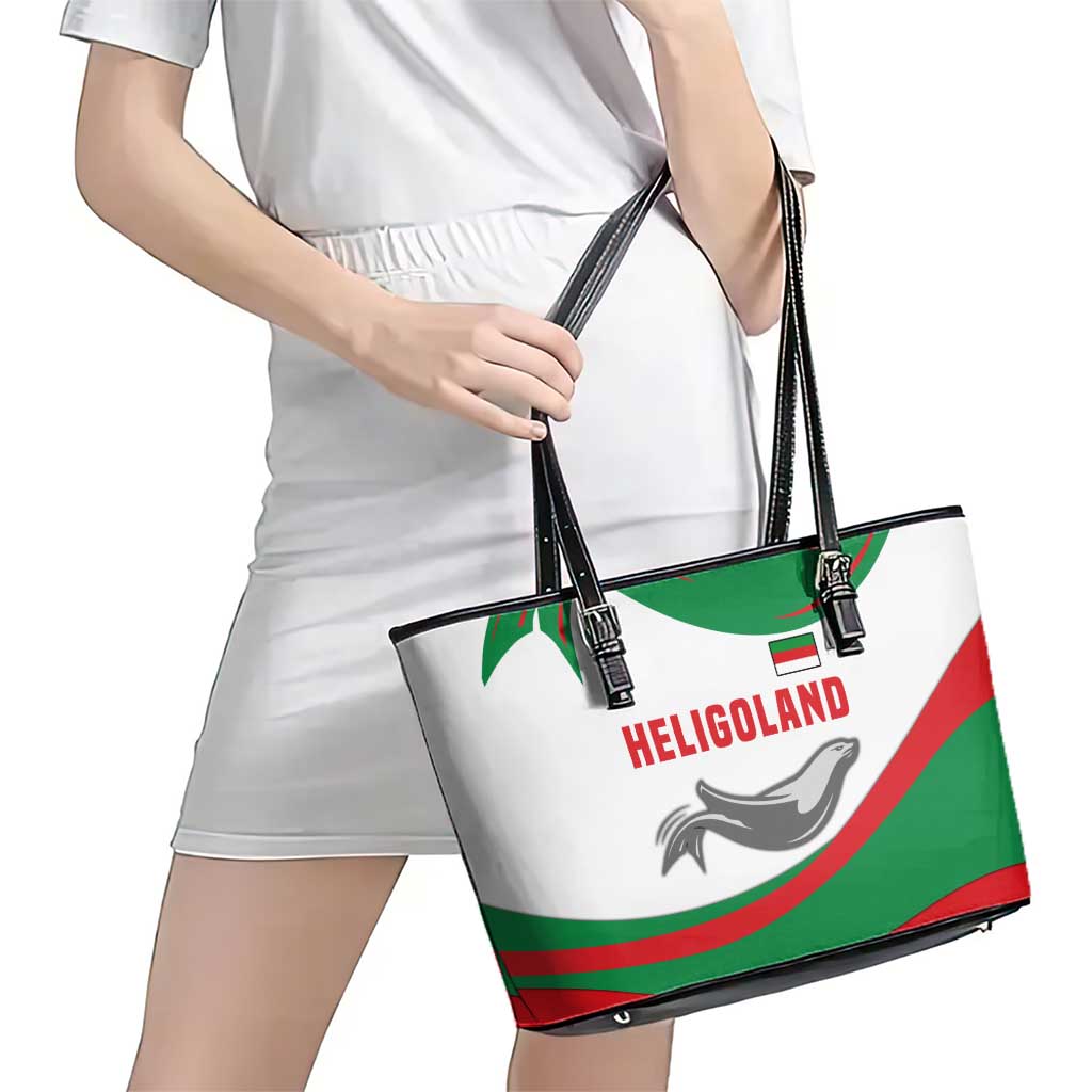 Germany Heligoland Leather Tote Bag with Seal Graphic and Red Green Wave Nature - Wonder Print Shop
