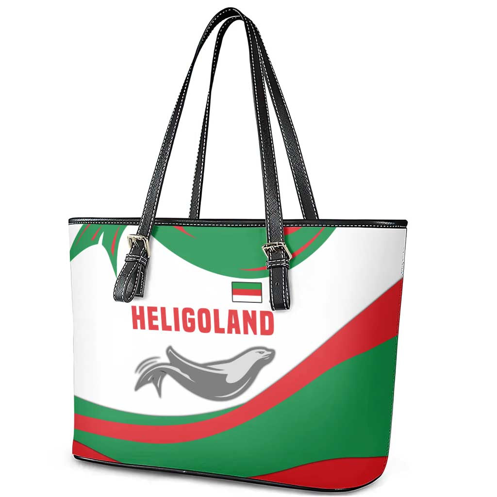 Germany Heligoland Leather Tote Bag with Seal Graphic and Red Green Wave Nature - Wonder Print Shop