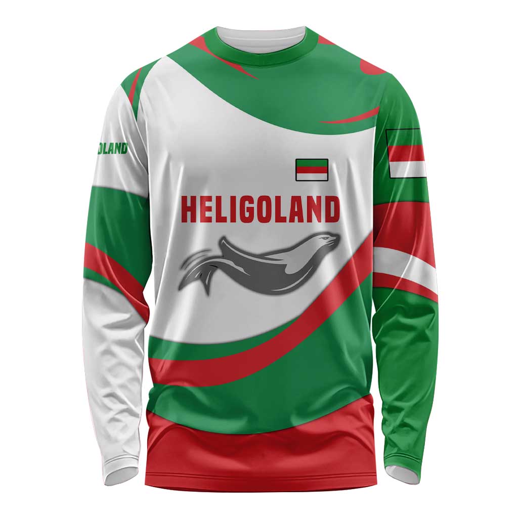 Germany Heligoland Long Sleeve Shirt with Seal Graphic and Red Green Wave Nature - Wonder Print Shop