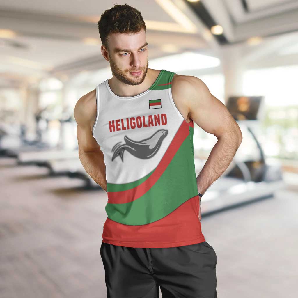 Germany Heligoland Men Tank Top with Seal Graphic and Red Green Wave Nature - Wonder Print Shop