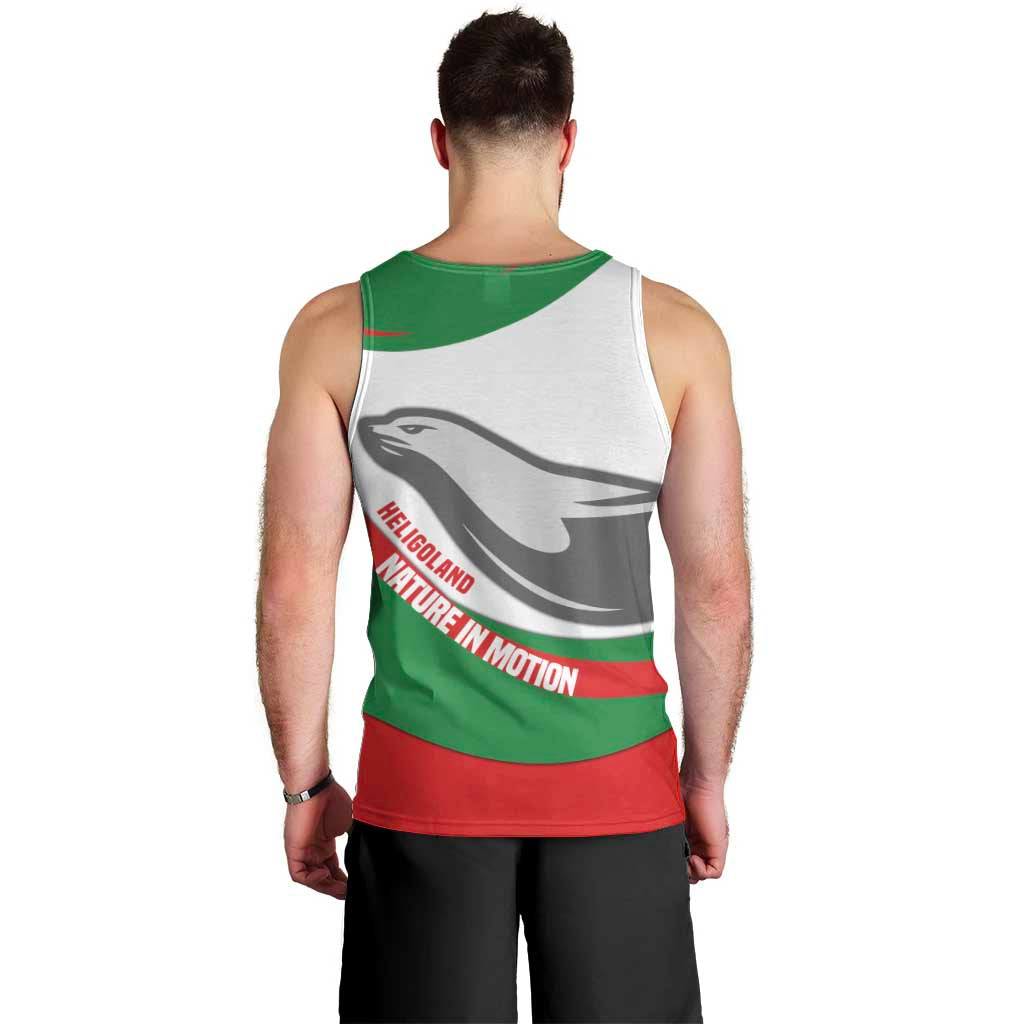 Germany Heligoland Men Tank Top with Seal Graphic and Red Green Wave Nature - Wonder Print Shop