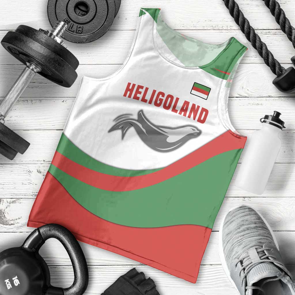 Germany Heligoland Men Tank Top with Seal Graphic and Red Green Wave Nature - Wonder Print Shop