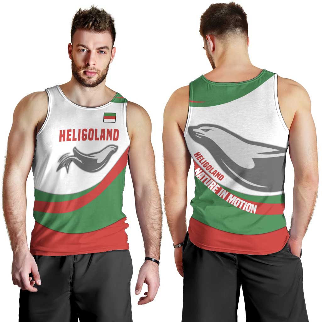 Germany Heligoland Men Tank Top with Seal Graphic and Red Green Wave Nature - Wonder Print Shop