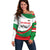 Germany Heligoland Off Shoulder Sweater with Seal Graphic and Red Green Wave Nature - Wonder Print Shop