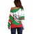 Germany Heligoland Off Shoulder Sweater with Seal Graphic and Red Green Wave Nature - Wonder Print Shop