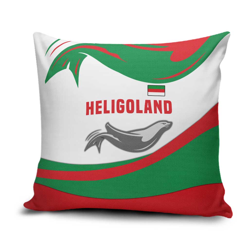 Germany Heligoland Pillow Cover with Seal Graphic and Red Green Wave Nature - Wonder Print Shop