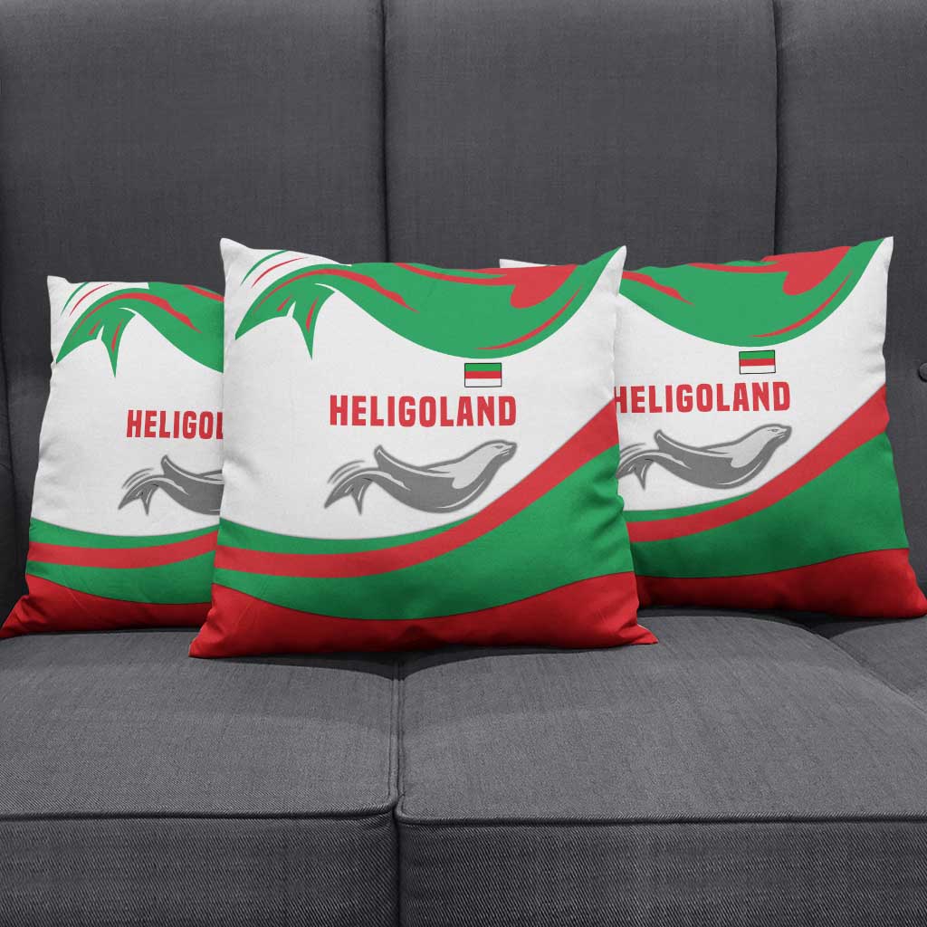 Germany Heligoland Pillow Cover with Seal Graphic and Red Green Wave Nature - Wonder Print Shop