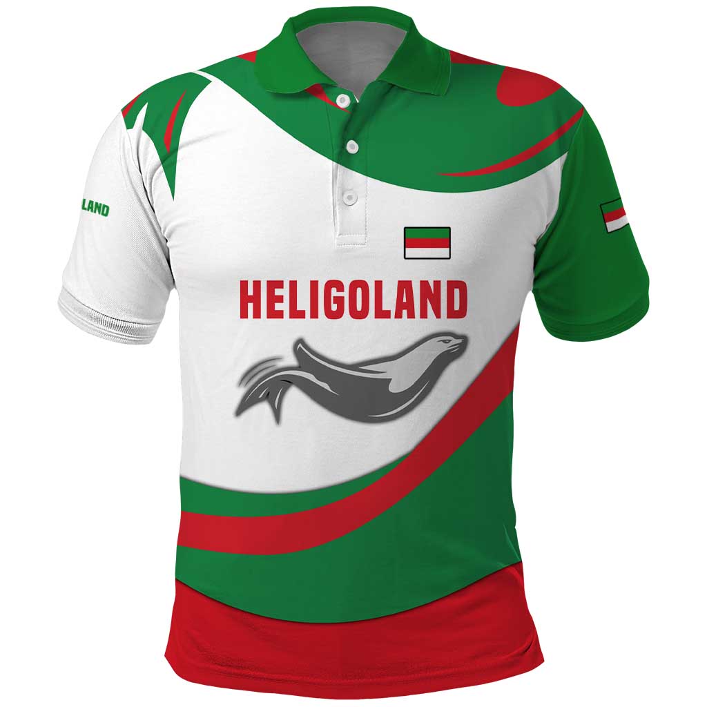 Germany Heligoland Polo Shirt with Seal Graphic and Red Green Wave Nature - Wonder Print Shop