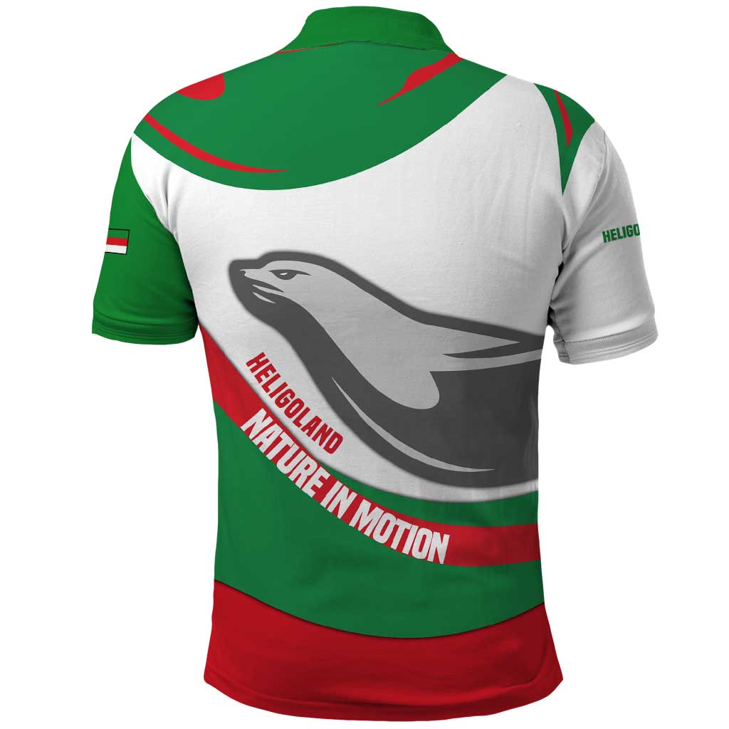 Germany Heligoland Polo Shirt with Seal Graphic and Red Green Wave Nature - Wonder Print Shop