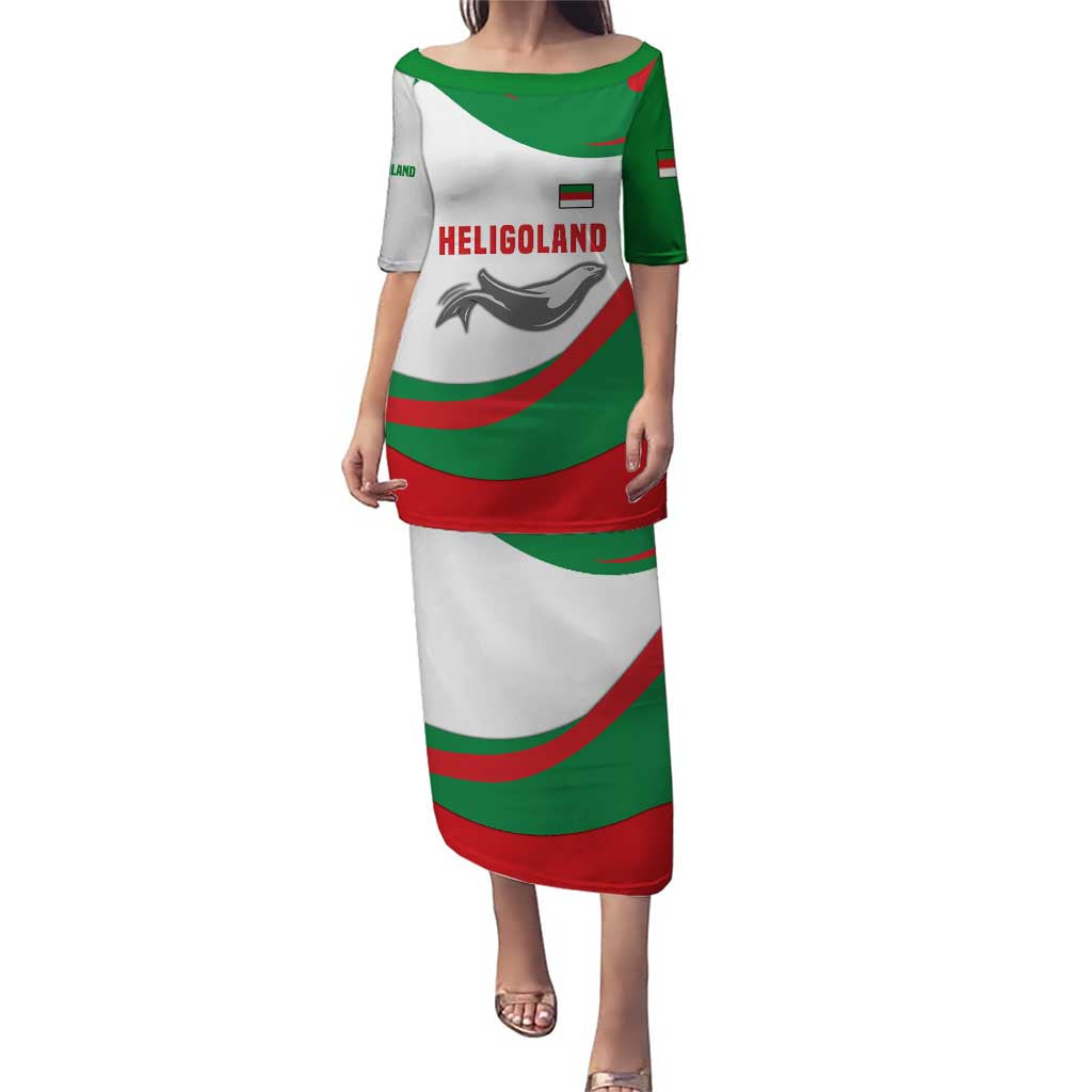 Germany Heligoland Puletasi with Seal Graphic and Red Green Wave Nature - Wonder Print Shop