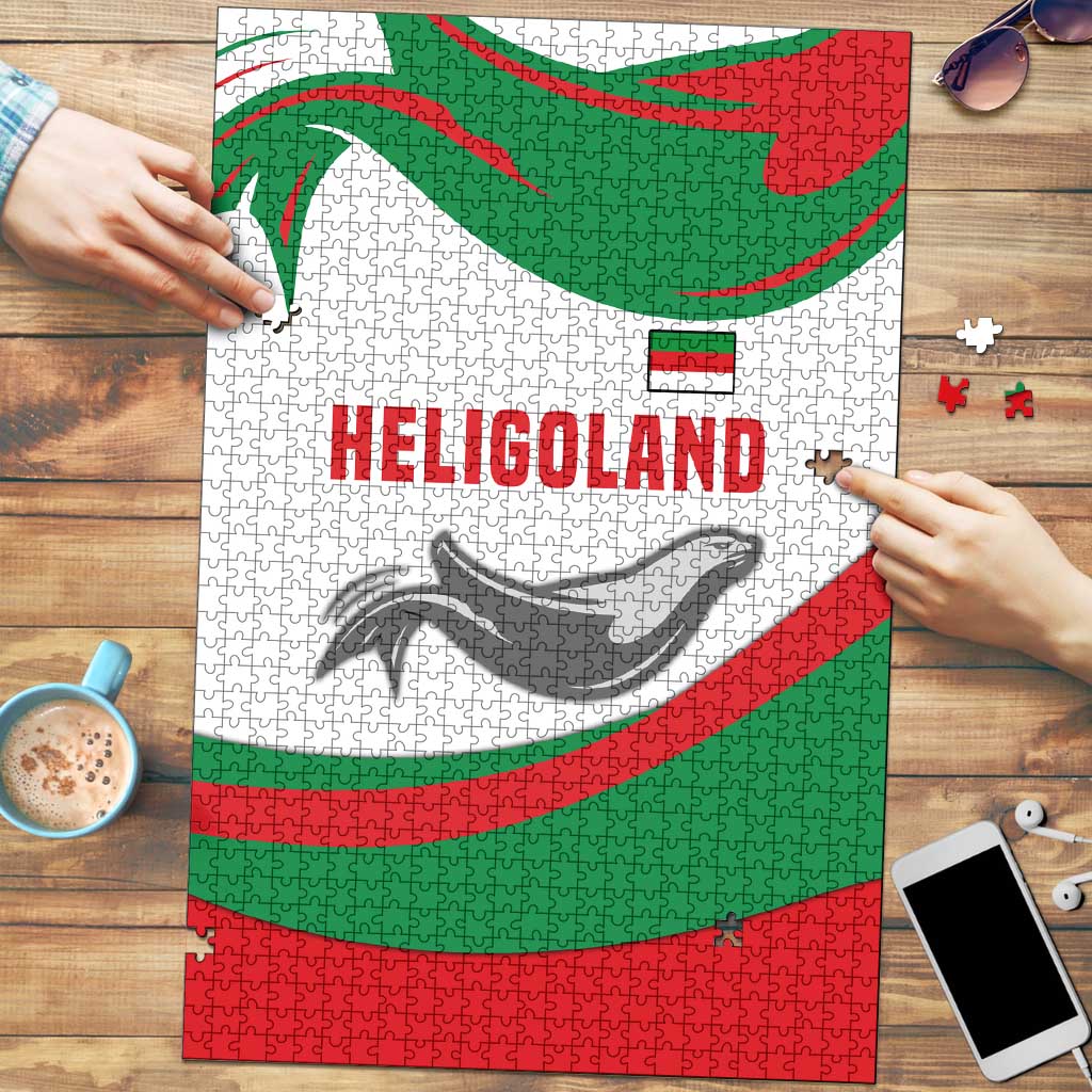 Germany Heligoland Puzzle with Seal Graphic and Red Green Wave Nature - Wonder Print Shop