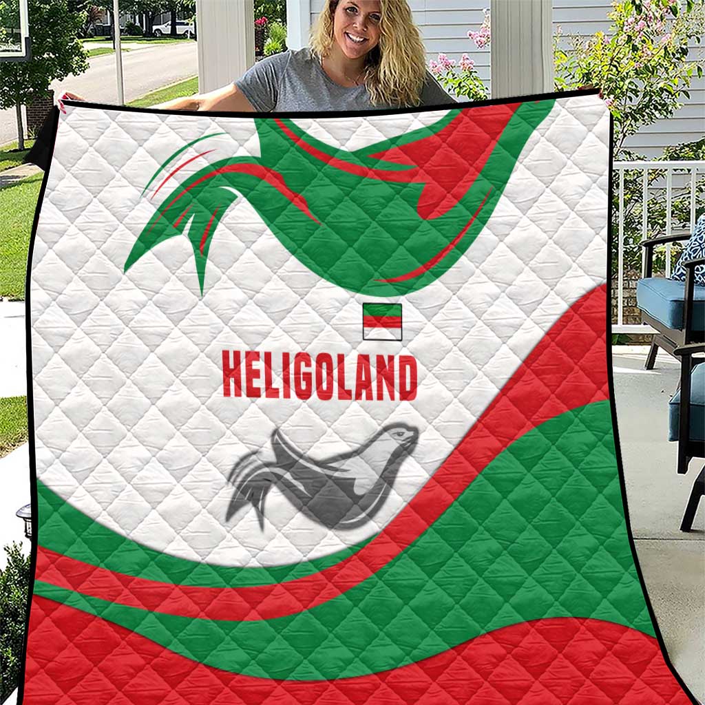 Germany Heligoland Quilt with Seal Graphic and Red Green Wave Nature - Wonder Print Shop