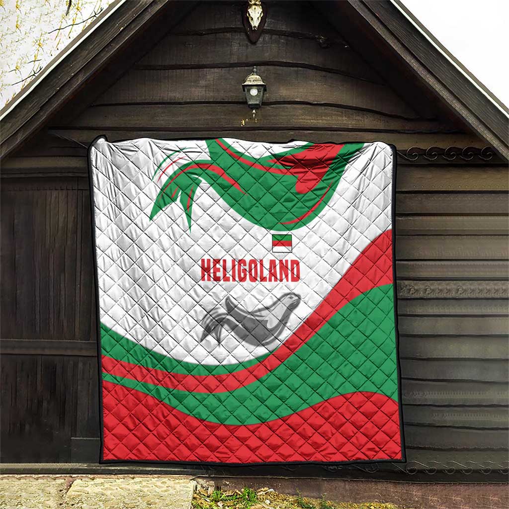 Germany Heligoland Quilt with Seal Graphic and Red Green Wave Nature - Wonder Print Shop