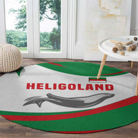 Germany Heligoland Round Carpet with Seal Graphic and Red Green Wave Nature - Wonder Print Shop