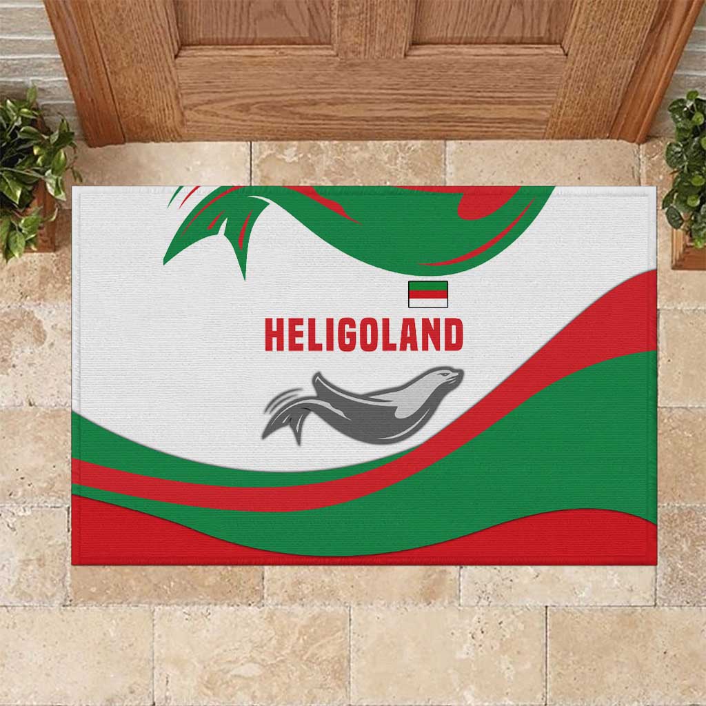 Germany Heligoland Rubber Doormat with Seal Graphic and Red Green Wave Nature - Wonder Print Shop