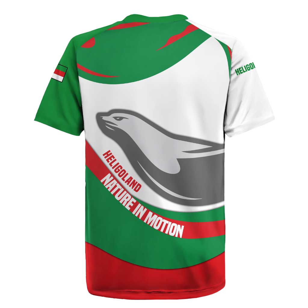 Germany Heligoland Rugby Jersey with Seal Graphic and Red Green Wave Nature - Wonder Print Shop