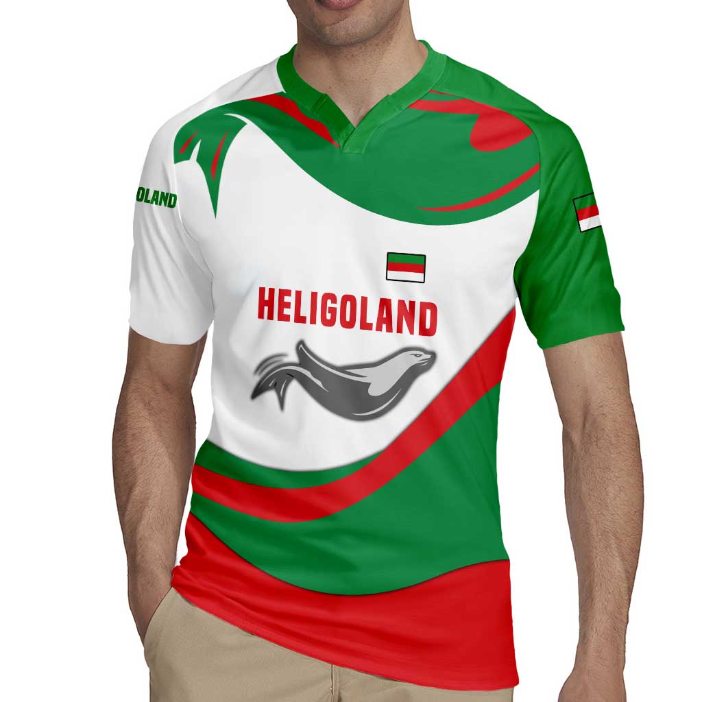Germany Heligoland Rugby Jersey with Seal Graphic and Red Green Wave Nature - Wonder Print Shop