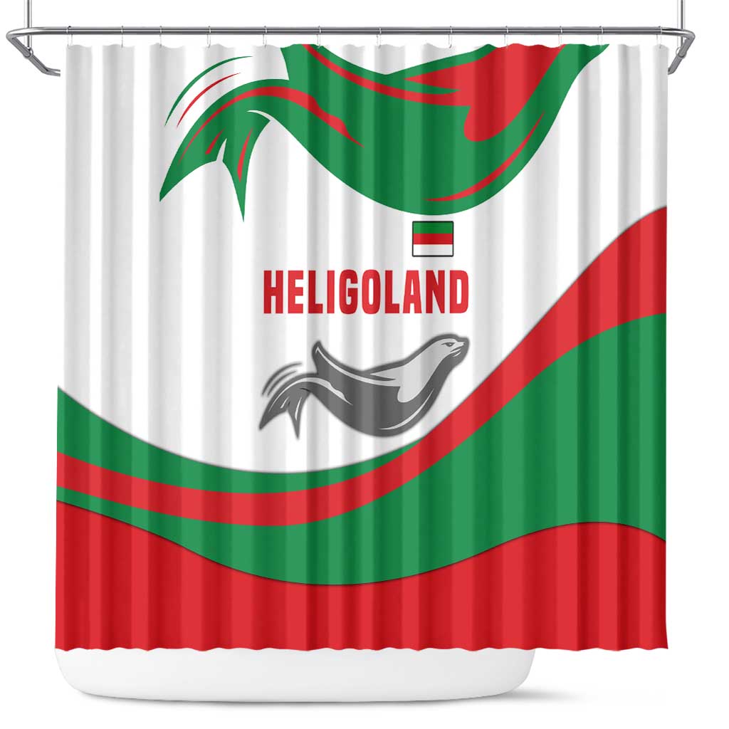 Germany Heligoland Shower Curtain with Seal Graphic and Red Green Wave Nature - Wonder Print Shop