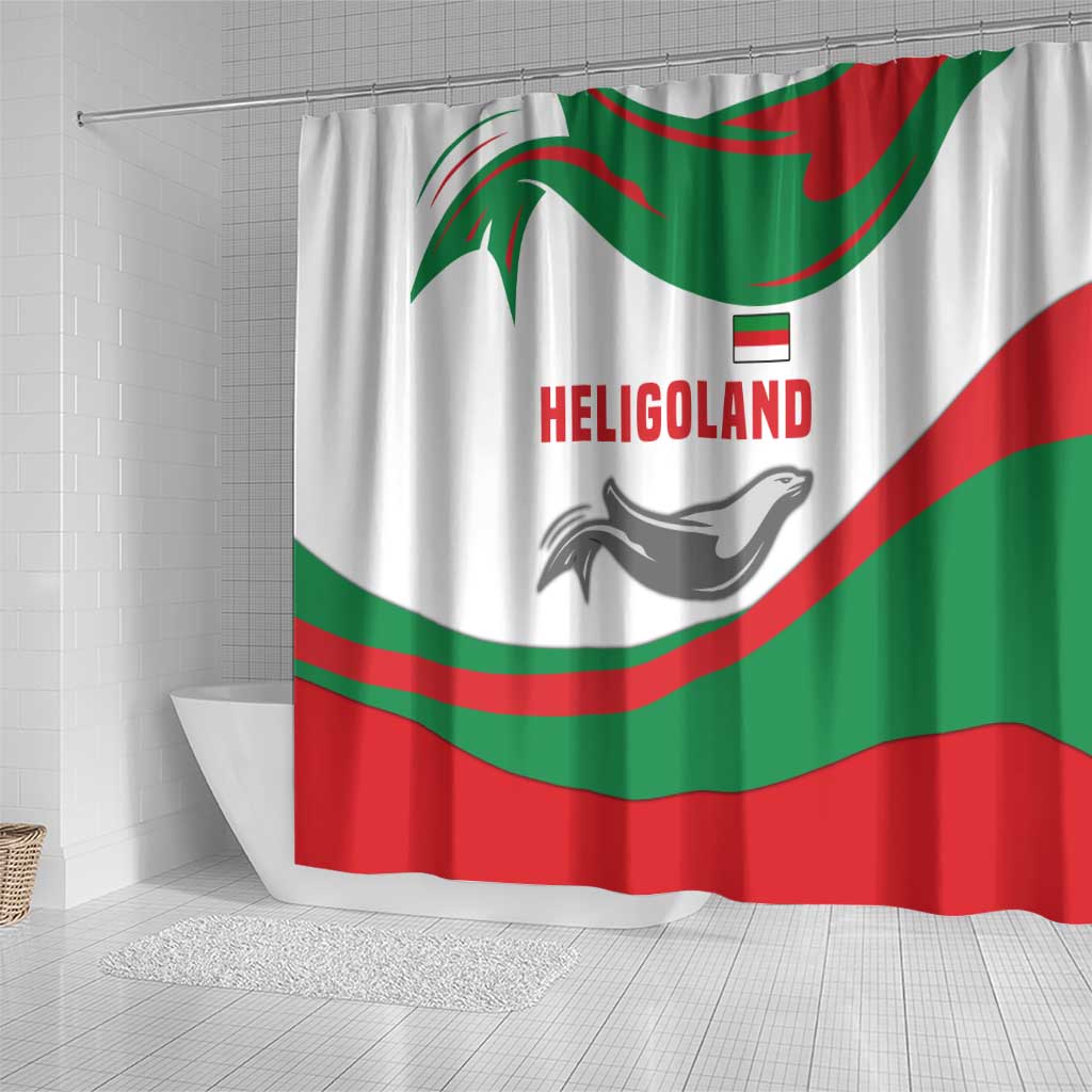 Germany Heligoland Shower Curtain with Seal Graphic and Red Green Wave Nature - Wonder Print Shop