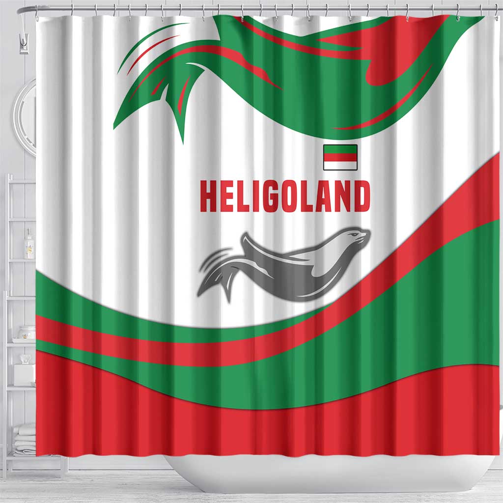 Germany Heligoland Shower Curtain with Seal Graphic and Red Green Wave Nature - Wonder Print Shop